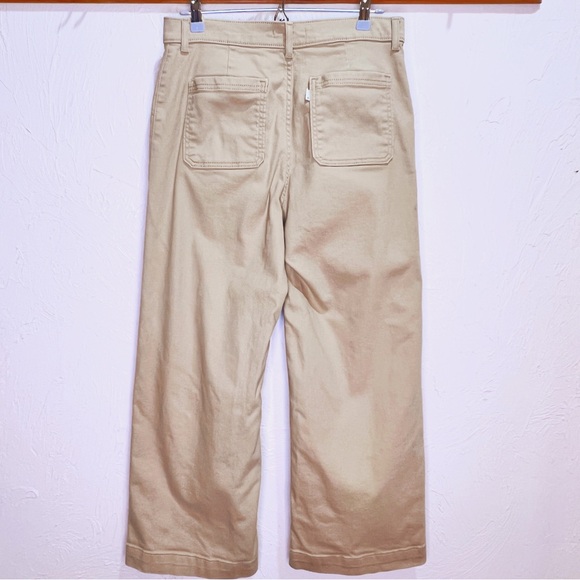 Levi's Ribcage Wide Leg Jeans Khaki Tan Women's 30 Cropped Ankle - Picture 6 of 10
